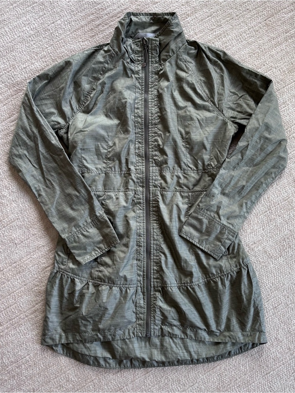 Athleta Olive Green Lightweight Trench Coat Windbreaker Jacket
